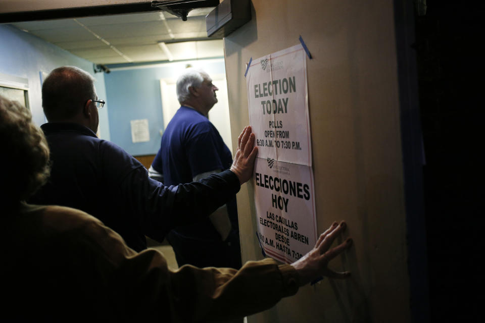 Voters wait in line outside American Legion Post #469 polling location in Cleveland, Ohio,&nbsp;on Nov. 8.