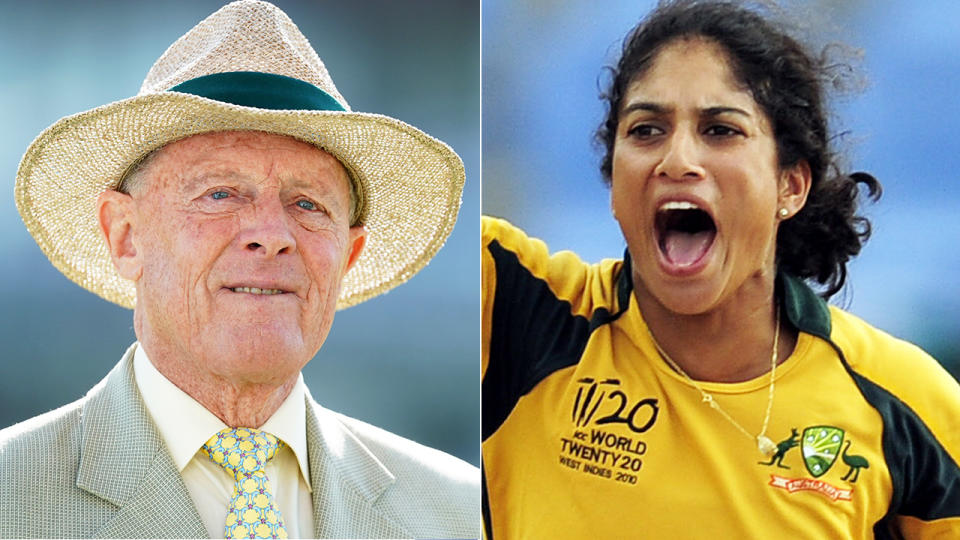 A 50-50 split image shows Geoffrey Boycott on the left and former Australian cricket captain Lisa Sthalekar on the right.