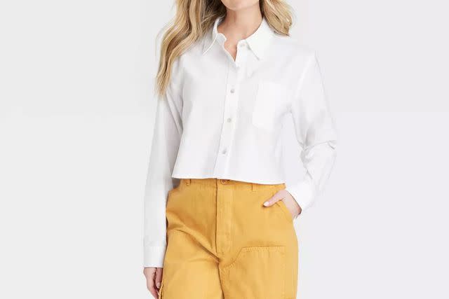 Poplin Oversized Supercrop Ex-Boyfriend Shirt