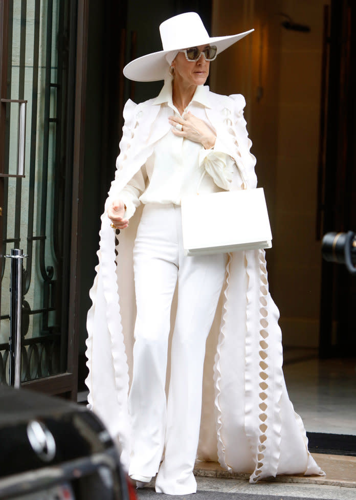 <p>Roach tells us that he's a fan of full-on monochromatic looks as demonstrated by Dion's all-white outfit by Ralph & Russo that she wore during couture week this summer in Paris. </p>
 | Mehdi Taamallah/NurPhoto/Getty