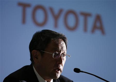 Toyota Motor Corp President Akio Toyoda speaks at a news conference in Nagoya, central Japan, in this July 1, 2013 file photo. REUTERS/Toru Hanai