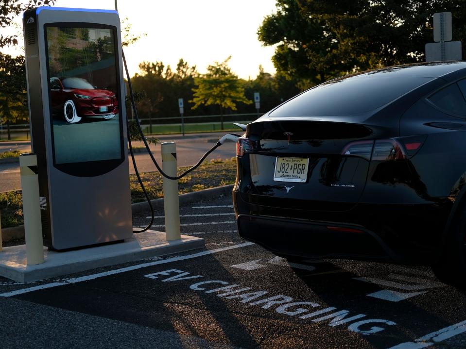A Tesla charging.