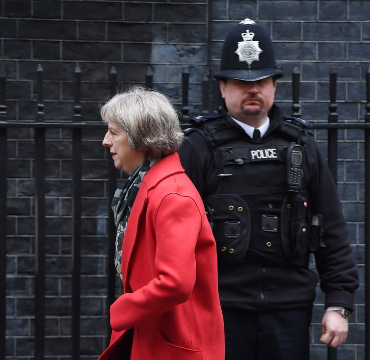 <span class="caption">Theresa May introduced the bill to parliament in March this year.</span> <span class="attribution"><a class="link " href="http://www.epa.eu/politics-photos/government-espionage-intelligence-photos/theresa-may-to-introduce-investigatory-powers-bill-to-parliament-photos-52621168" rel="nofollow noopener" target="_blank" data-ylk="slk:Andy Rain/EPA;elm:context_link;itc:0;sec:content-canvas">Andy Rain/EPA</a></span>