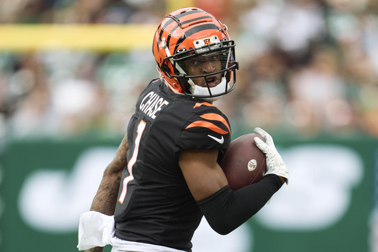 Ja'Marr Chase #1 of the Cincinnati Bengals had a quiet fantasy day in Week 3