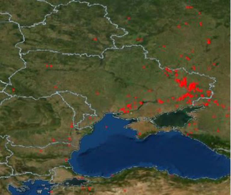 El avance ruso visto desde el espacio, según imágenes difundidas por el ministerio de Defensa ucraniano