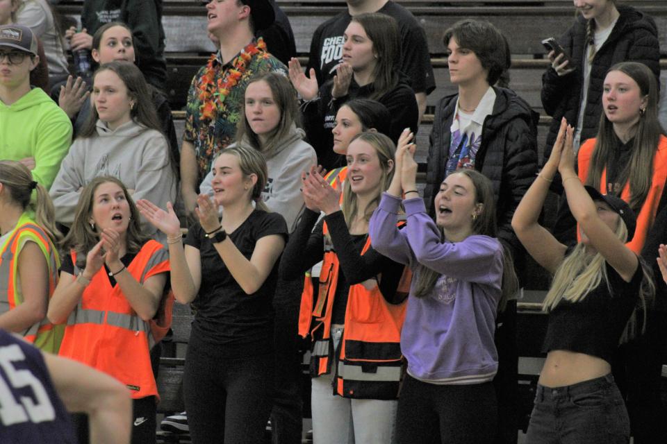 Student cheer on the Cheboygan boys basketball team during Tuesday's home contest against Pickford.