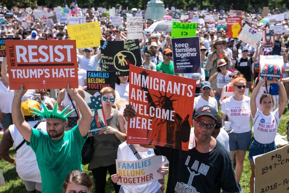 Thousands of people march in support of families separated at the US-Mexico border: Getty