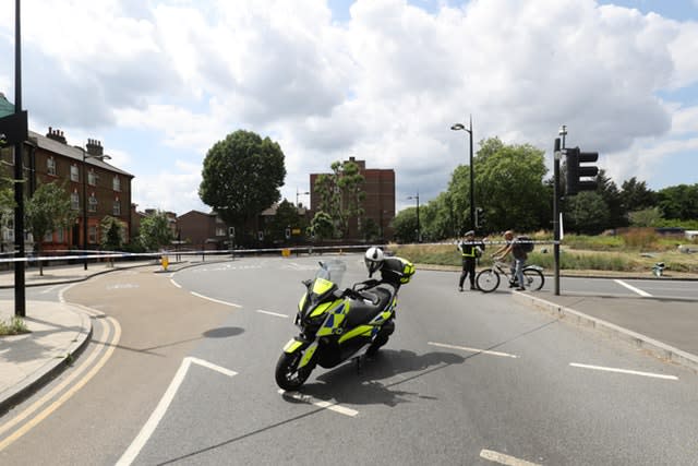 The scene in Battersea, south-west London, of an e-scooter crash