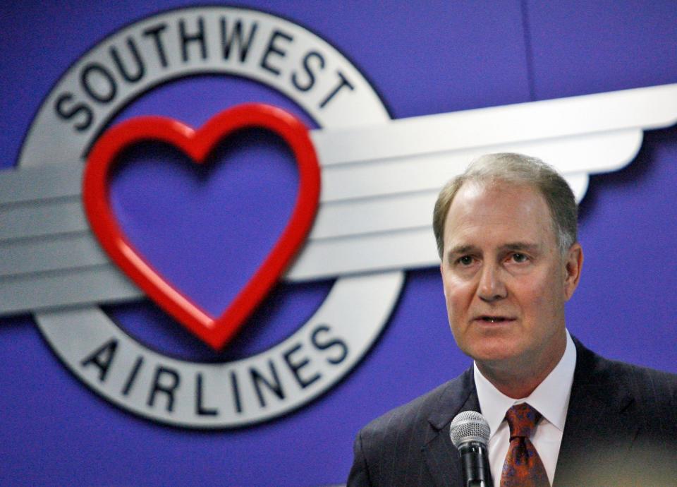 Southwest Airlines CEO Gary Kelly speaks at the annual