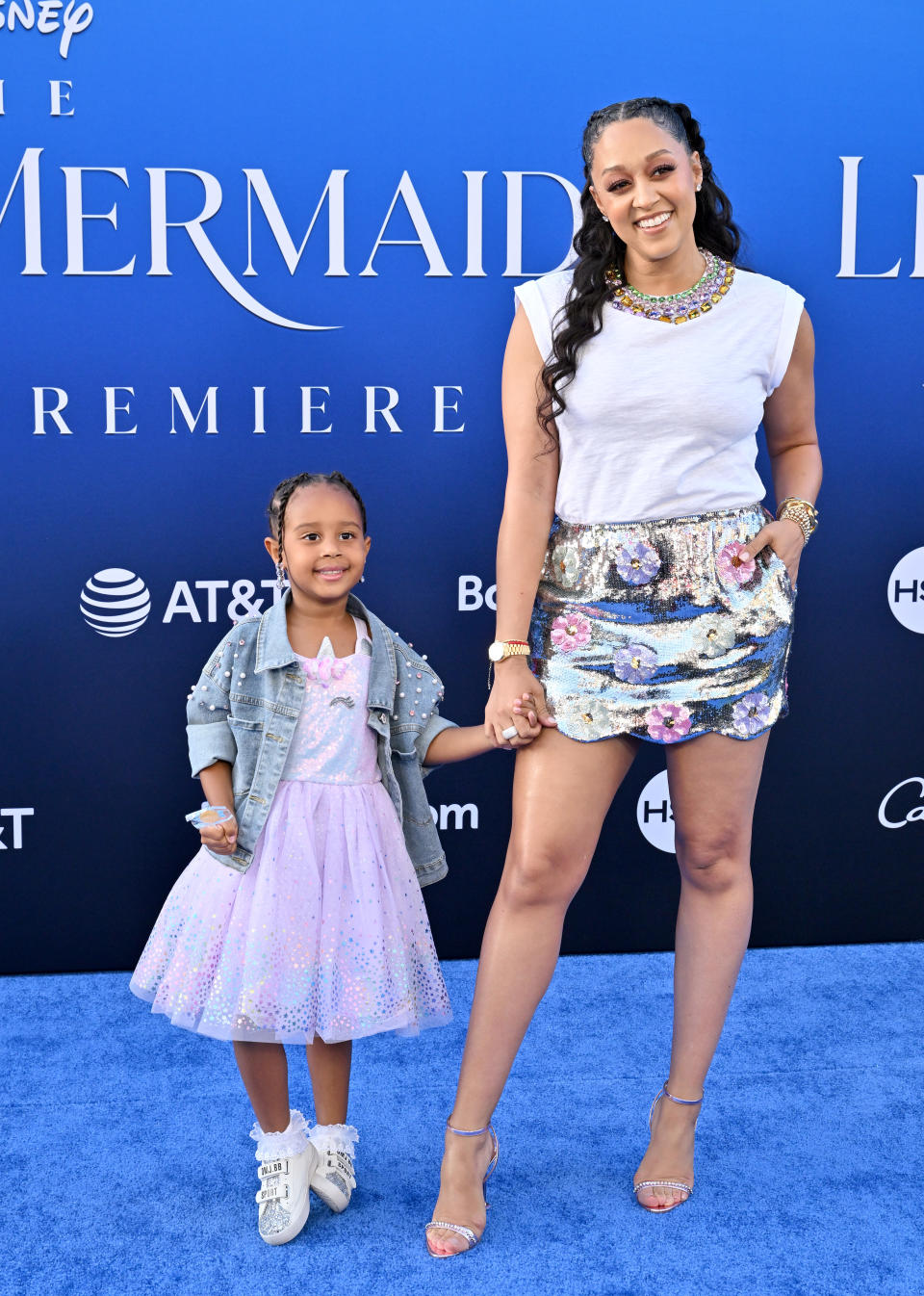 HOLLYWOOD, CALIFORNIA - MAY 08: Cairo Tiahna Hardrict and Tia Mowry attend the World Premiere of Disney's "The Little Mermaid" on May 08, 2023 in Hollywood, California. (Photo by Axelle/Bauer-Griffin/FilmMagic)
