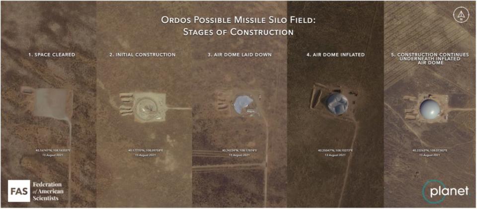 Satellite imagery shows the progression of one of the possible missile sites. Source: FAS/ Planet