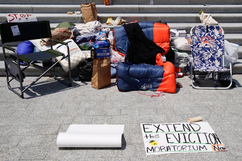 People camp out on the steps of the U.S. Capitol in Washington