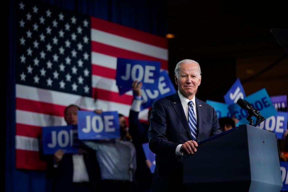 President Joe Biden speaks at the Democratic National Committee Winter Meeting, Friday, Feb. 3, 2023, in Philadelphia.