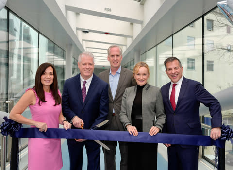 (L to R), Kandi Terry, Senior Director of Government Affairs at NRG, Mike Rombach, Vice President and General Manager of NRG Home, Michael Bornhorst, Vice President, Corporate Development, Leadership Giving and Events at Boston Children's Hospital, Pat Hammond, Senior Director of Retail Communications at NRG, and Nelson Reyneri, Director of Strategic Alliances and Policy at NRG (Photo: Business Wire)