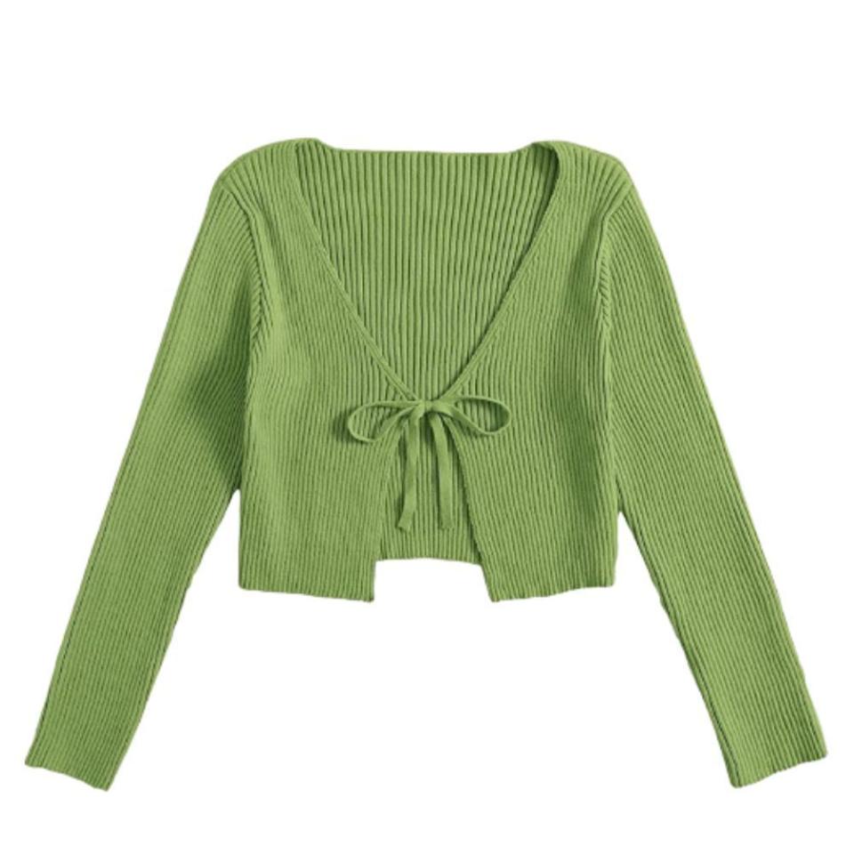 6) Tie-Front Crop Top Cardigan