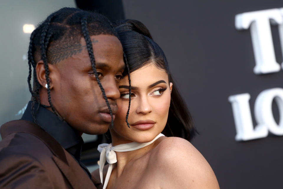 SANTA MONICA, CALIFORNIA - AUGUST 27: Travis Scott and Kylie Jenner attend the Travis Scott: "Look Mom I Can Fly" Los Angeles Premiere at The Barker Hanger on August 27, 2019 in Santa Monica, California. (Photo by Tommaso Boddi/Getty Images for Netflix)