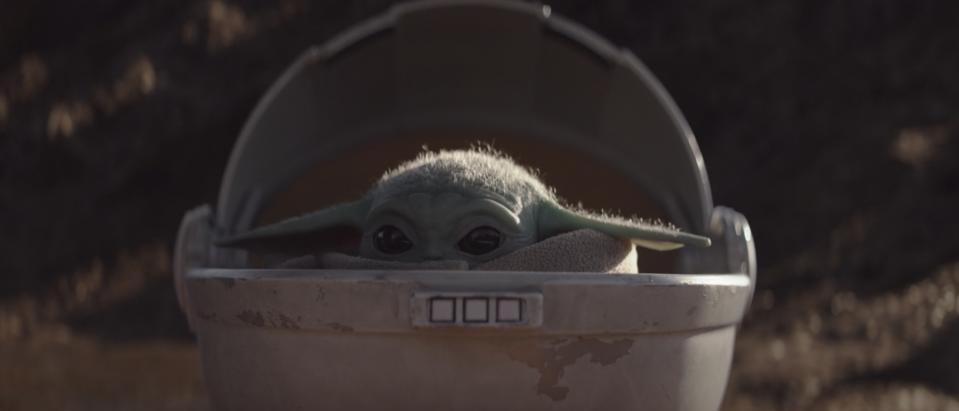 Baby Yoda in The Mandalorian, in his floating bassinet