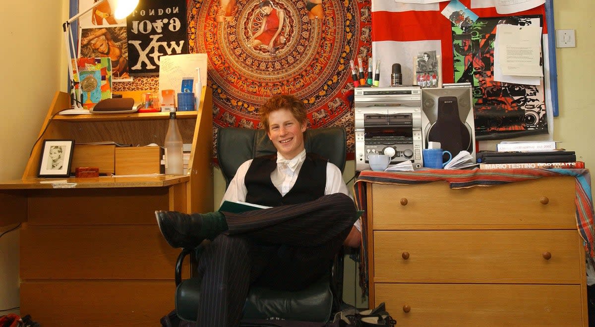 Duke of Sussex 40th birthday: <p>Harry, 18, in his room at Eton College, ahead of completing his A-Levels in 2003 </p> (Kirsty Wigglesworth/PA)