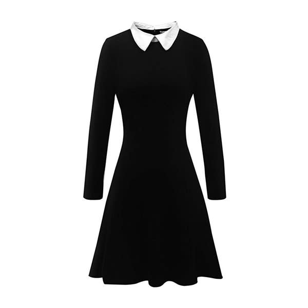 Aphratti Long Sleeve Casual Peter Pan Collar and Flare Skater Dress