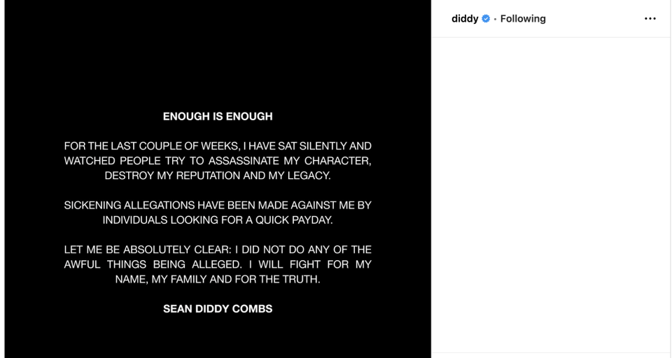 Diddy statement