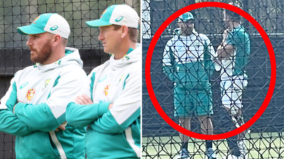 Pictured here is Aussie T20 World Cup skipper Aaron Finch at the team's training session on Thursday.