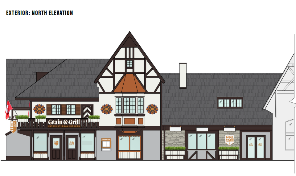 A rendering of Grain & Grill, which opens on International Street at Kings Island this year.