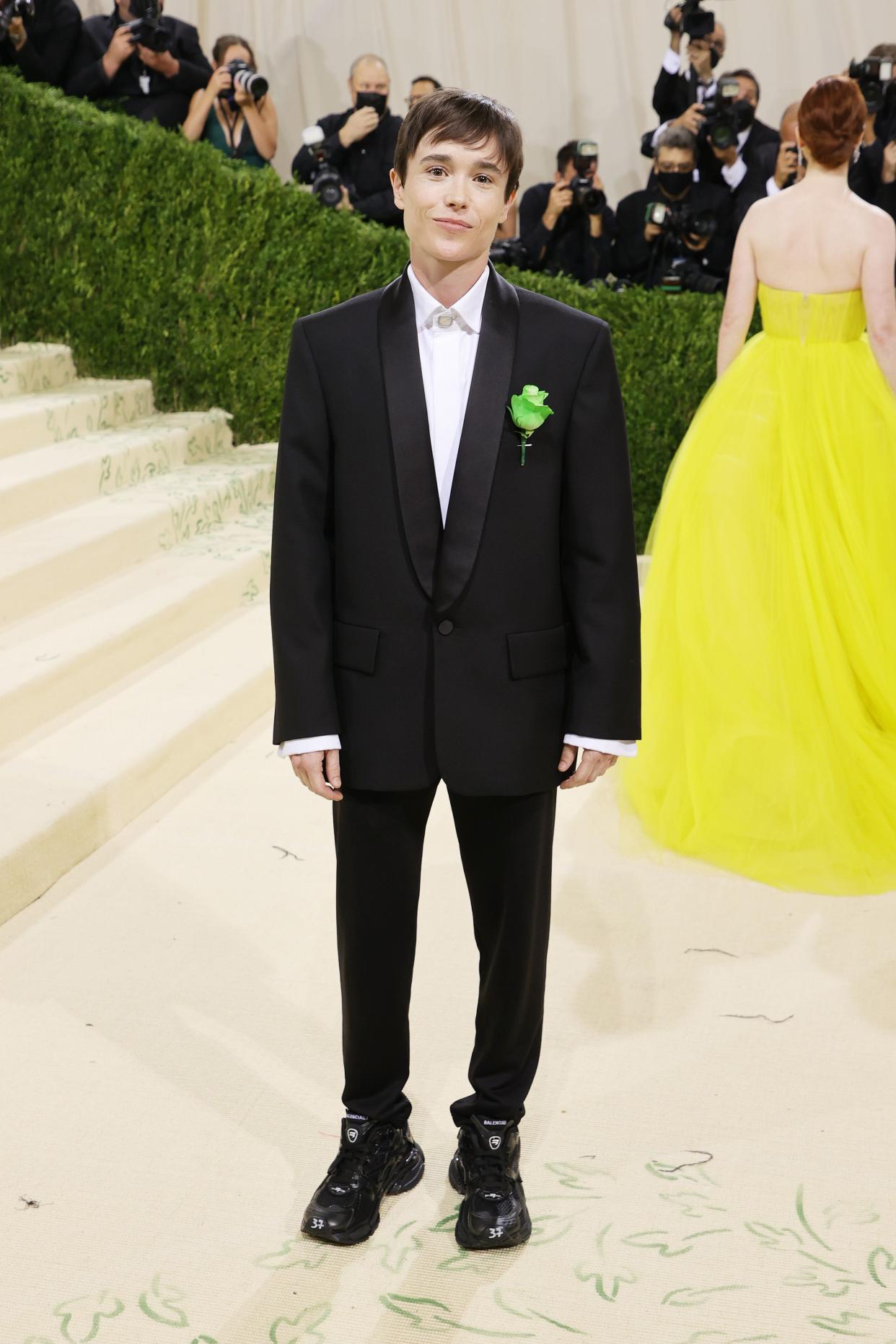 Elliot Page attends The 2021 Met Gala Celebrating In America: A Lexicon Of Fashion at Metropolitan Museum of Art on Sept. 13, 2021 in New York.