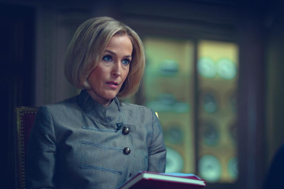 Gillian Anderson as Emily Maitlis in Scoop.