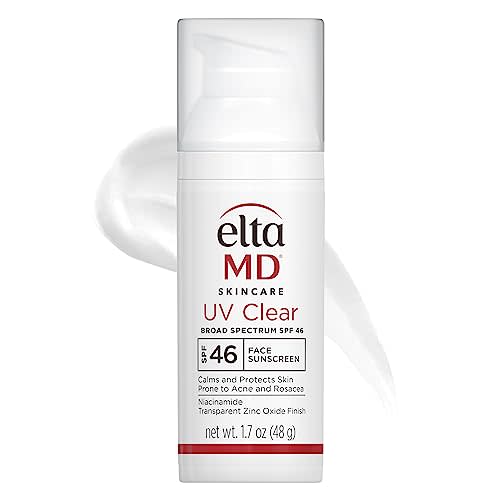 EltaMD UV Clear Face Sunscreen, SPF 46 Oil Free Sunscreen with Zinc Oxide, Protects and Calms Sensitive Skin and Acne-Prone Skin, Lightweight, Silky, Dermatologist Recommended, 1.7 oz Pump (AMAZON)