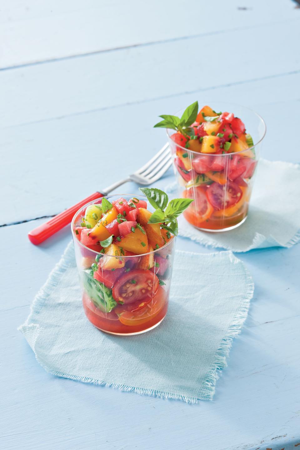 Watermelon-Peach Salsa and Tomatoes