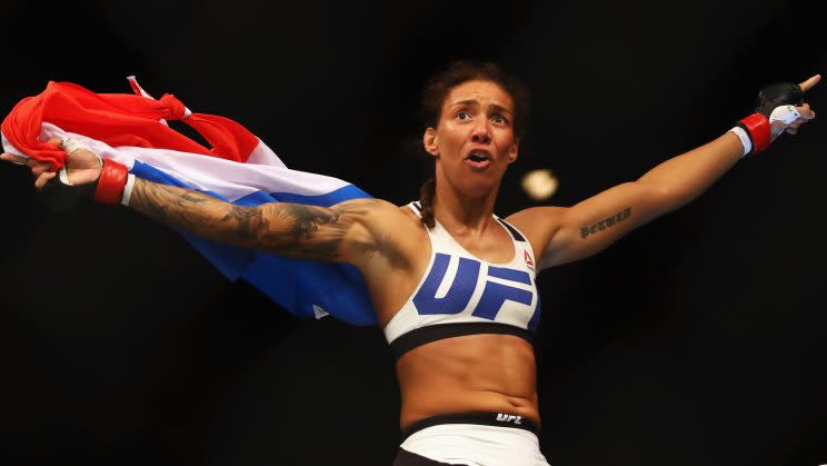 Germaine de Randamie will face Holly Holm for the first UFC women's featherweight title on Feb. 11 at UFC 208 at the Barclays Center in Brooklyn. (Getty Images)