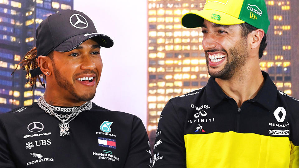 Lewis Hamilton and Daniel Ricciardo, pictured here at the Australian Grand Prix in March.