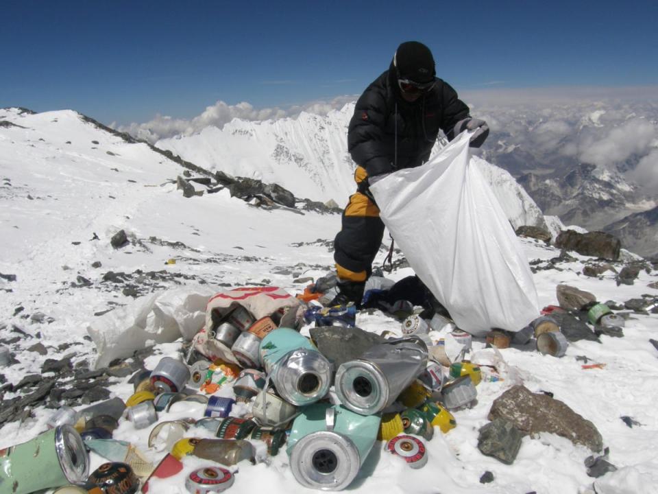 Mount Everest has long struggled with its status as the ‘world’s highest garbage dump’ (Getty)