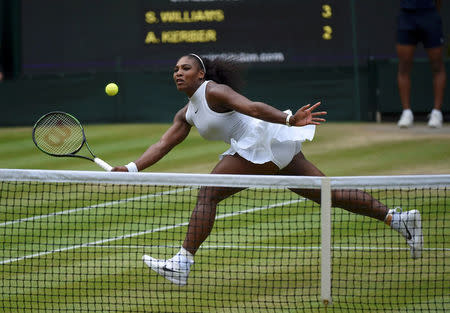 FILE PHOTO: Britain Tennis - Wimbledon - All England Lawn Tennis & Croquet Club, Wimbledon, England - 9/7/16 USA's Serena Williams in action against Germany's Angelique Kerber during the womens singles final REUTERS/Toby Melville Picture Supplied by Action Images/File Photo