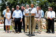 U.S. President Barack Obama delivers remarks after touring a flood-affected neighborhood in Zachary, Louisiana, U.S. August 23, 2016. REUTERS/Jonathan Ernst