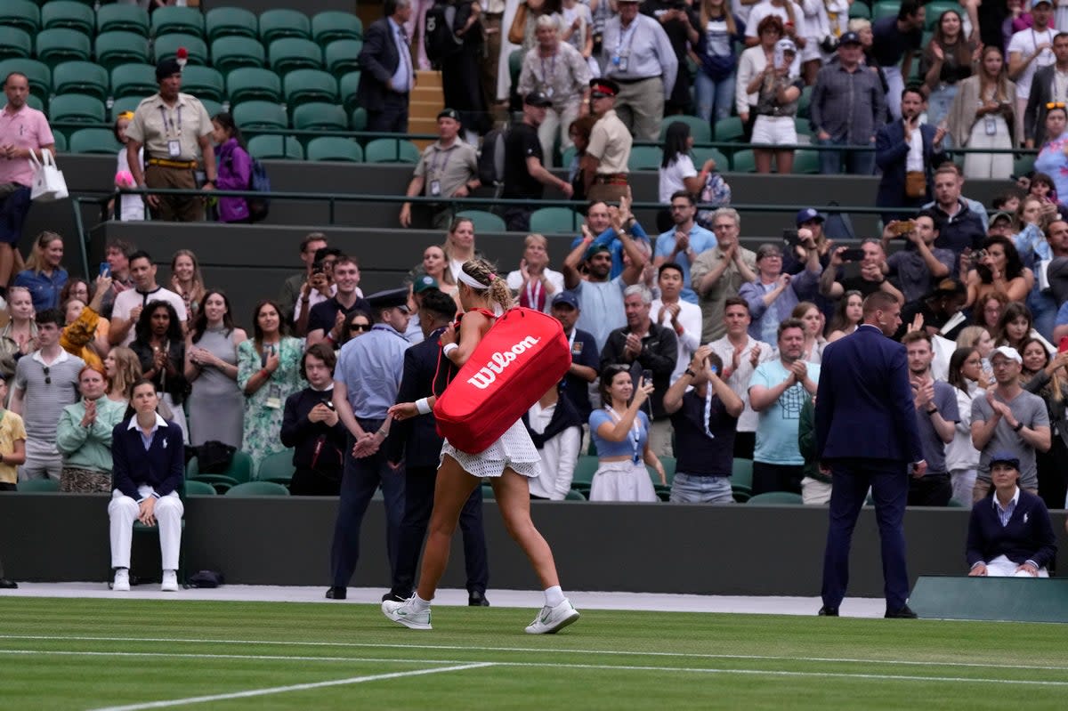 Azarenka was booed as she left the court (Copyright 2023 The Associated Press. All rights reserved)