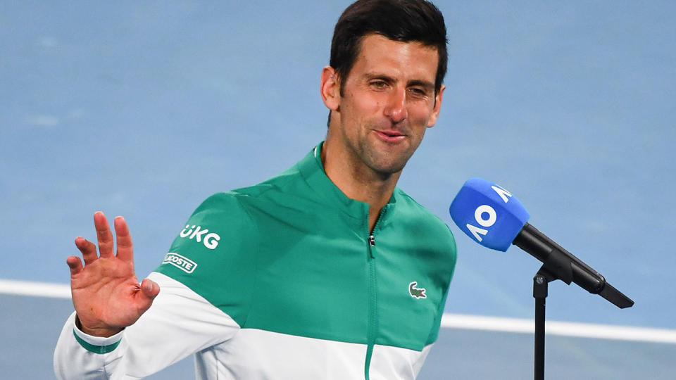 Novak Djokovic, pictured here after beating Jeremy Chardy at the Australian Open.