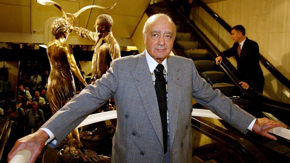 PHOTO: Former Harrods chairman Mohamed Al Fayed unveils a memorial to his son Dodi and Britain's Diana, Princess of Wales at Harrods in London, Sept. 1, 2005. (Paul Hackett/Reuters, FILE)