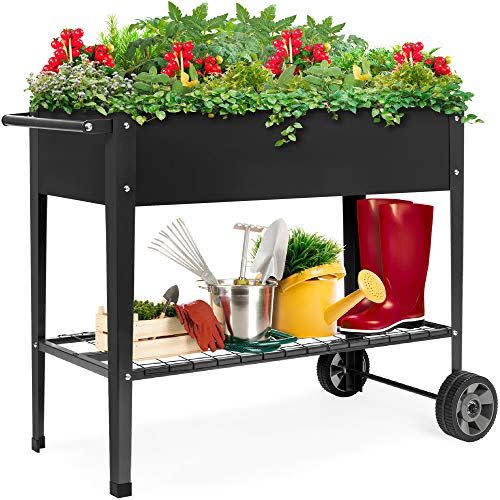 6) Best Choice Products Elevated Mobile Metal Planter