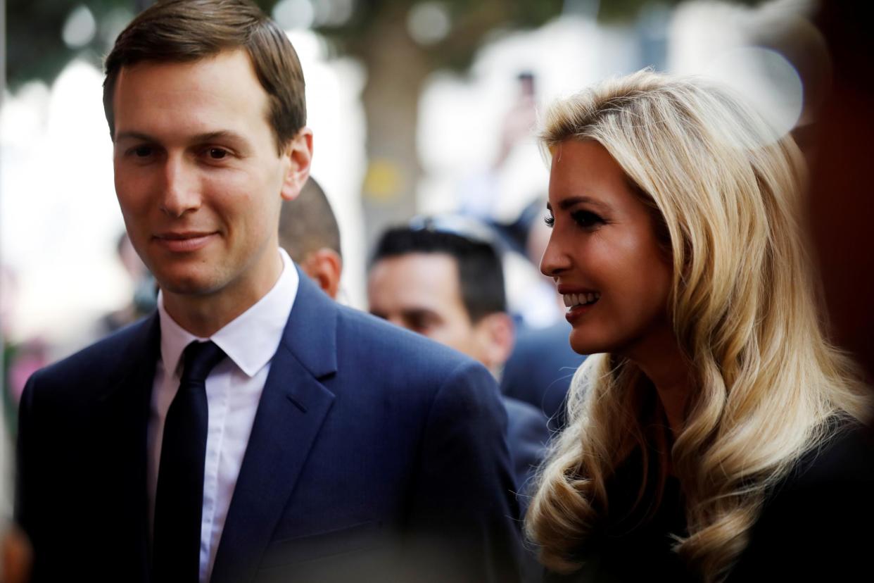 Senior White House Advisers Jared Kushner and Ivanka Trump attend a reception held at the Israeli Ministry of Foreign Affairs in Jerusalem ahead of the moving of the U.S. embassy to Jerusalem, May 13, 2018: REUTERS