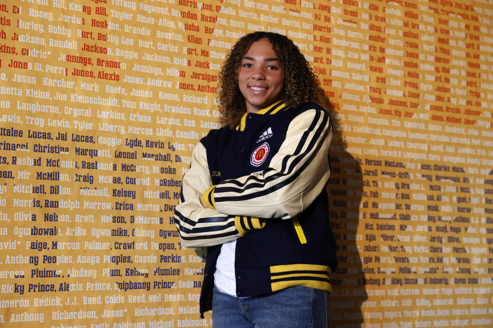 Kiki Rice recently won the Gatorade National Girls Basketball Player of the Year, the Morgan Wootten National Player of the Year and will compete in the McDonald&#x002019;s All-American Game in Chicago this week. (Brian Spurlock/Icon Sportswire via Getty Images)