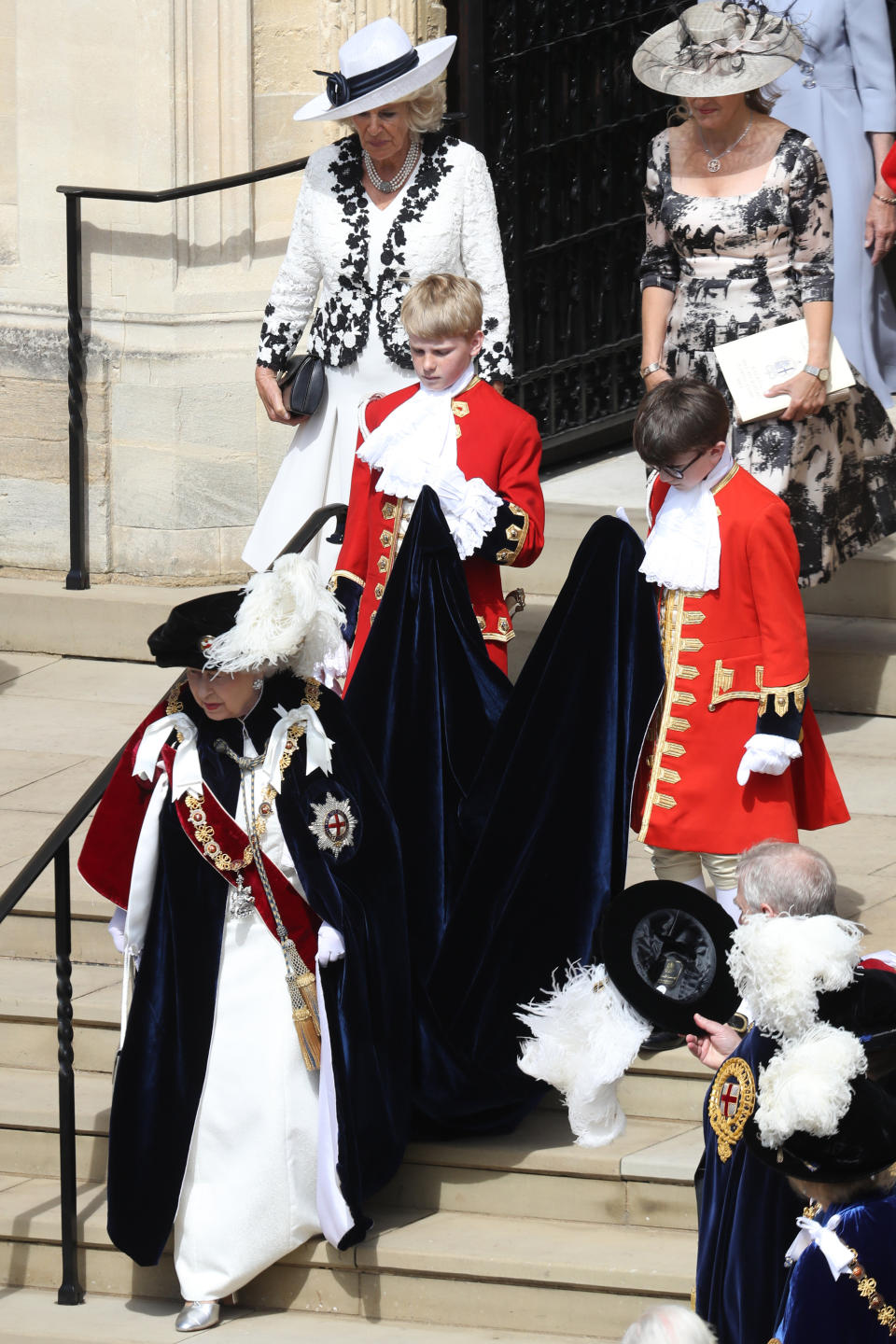 Queen Elizabeth on the steps of Windsor Castle