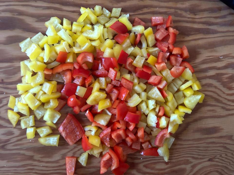 Chopped veggies for Ina Garten's Chicken Chili