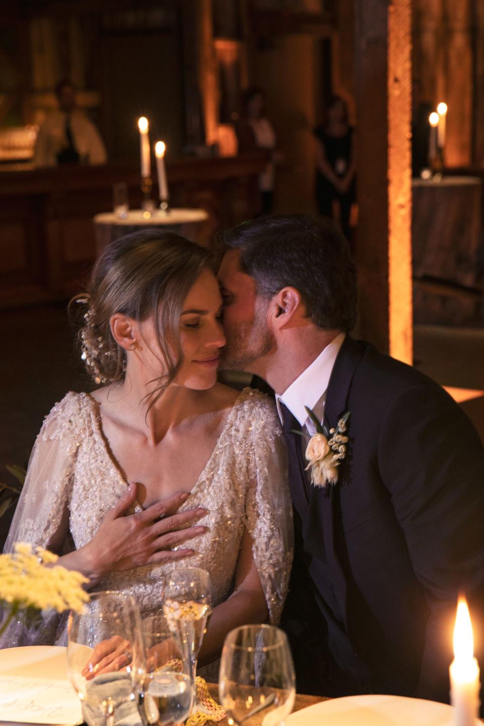 The actress and producer married the man of her dreams beneath a family of 800-year-old trees. Afterwards, the newlyweds surprised their guests with a Fred Astaire and Ginger Rogers–style tap routine and ended the night riding back to their rooms on bicycles decorated Burning Man–style with LED lights.