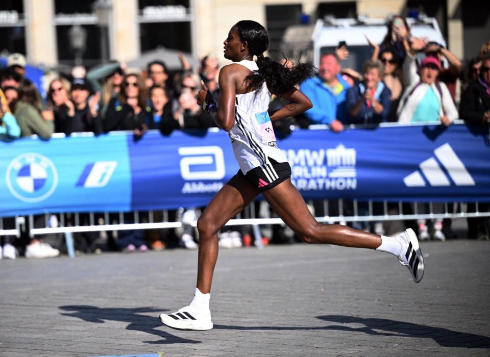 Assefa the Ethiopian Tiger in action during the Berlin Marathon