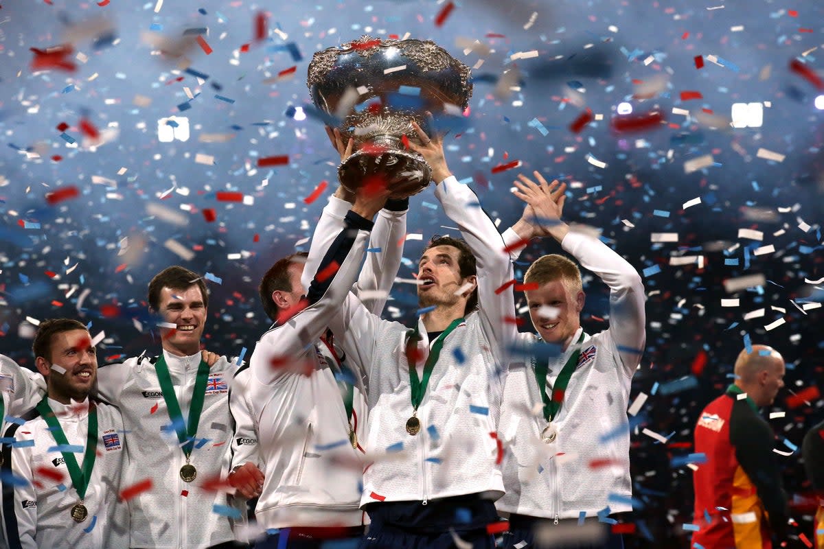 Andy Murray lifts the Davis Cup trophy in 2015 (Andrew Milligan/PA) (PA Archive)