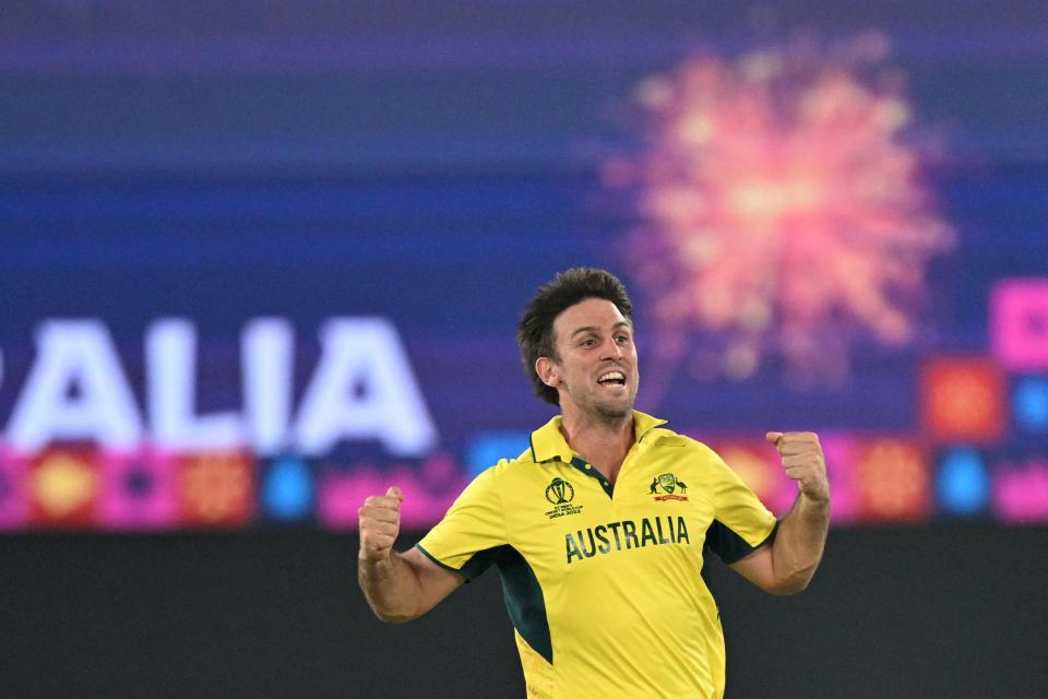 Mitchell Marsh celebrates.