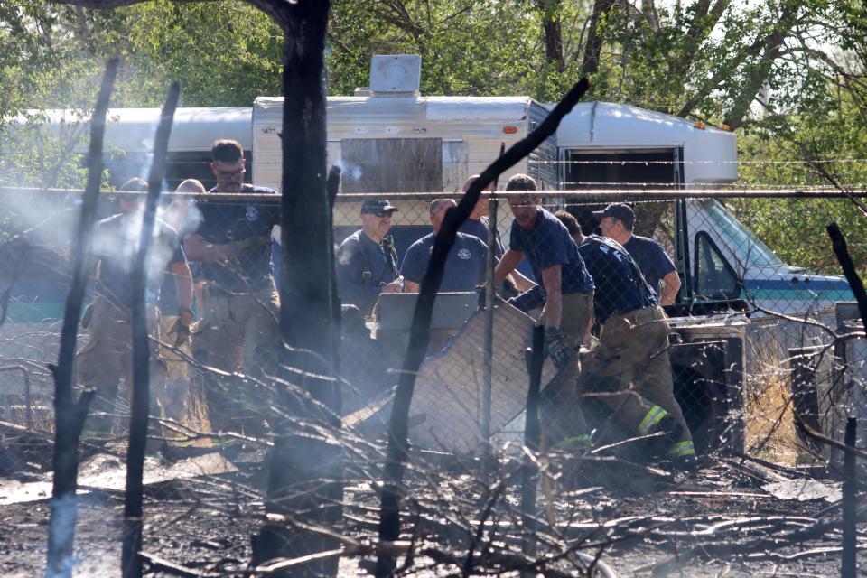 Amarillo fire crews respond to a fire at a small scrap yard near 9th and North Lamar Street Saturday evening just after 5 p.m.