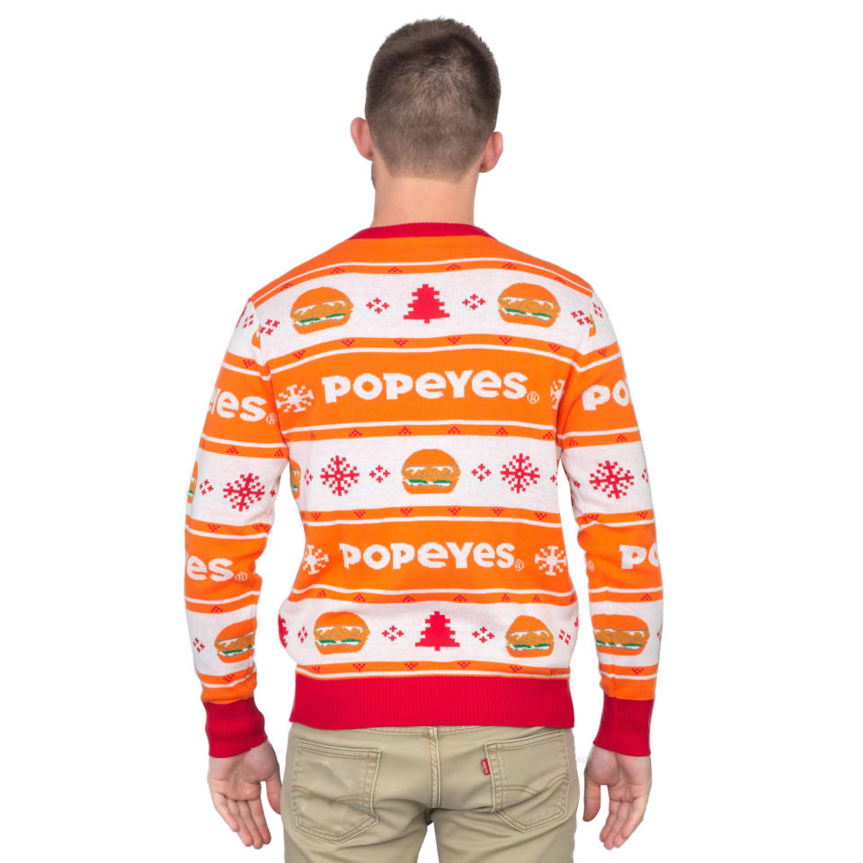 Popeye's chicken sandwich ugly Christmas sweater (Credit: uglychristmassweater.com)