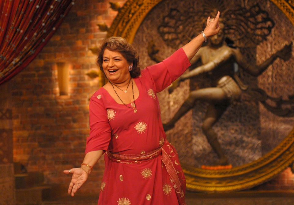 MUMBAI, INDIA - DECEMBER 02: Saroj Khan attends the set of new real tv show of 9X channel on December 02, 2007 in Mumbai, India. (Photo by Prodip Guha/Getty Images)